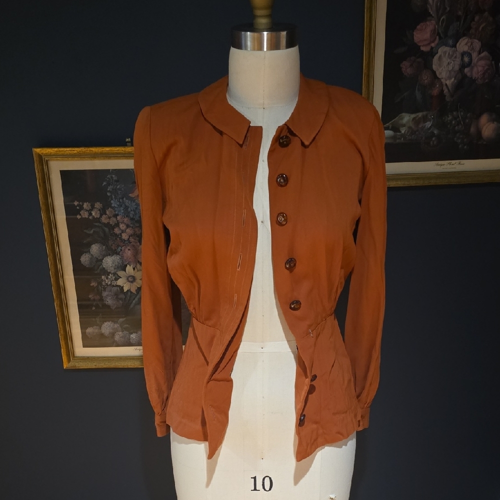 Majestic Women's Terracotta Button-Up Blazer